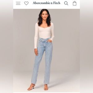 Abercrombie 90’s ultra high rise straight leg jeans.